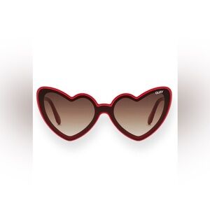 QUAY Love Struck Sunglasses Red Frame Brown Lens Heart Sunnies